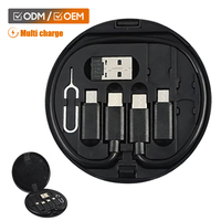 Kit de câbles de voyage portable 5-en-1 : Adaptateur universel pour téléphone, boîtier de charge rapide avec broche d'éjection