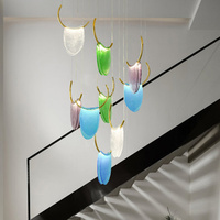 Lustre en verre moderne de luxe, luminaire suspendu design pour salon, escalier, plafond en verre