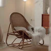 Fauteuil simple en rotin naturel de style Wabi-Sabi rétro, inspiré du milieu du siècle, pour salon et balcon, mobilier de maison