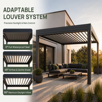 Pergola en aluminium avec lames motorisées imperméables et gouttière, taille personnalisée pour jardin, terrasse, patio, espace de loisirs extérieur