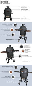 Barbecue Kamado en céramique Auplex de 22 pouces, de haute qualité, luxueux, mat, nouvelle série Epicure, pour le camping en plein air - Product Image 2