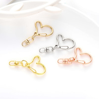 Accessoires de porte-clés en alliage de zinc de style vintage de dessin animé à faire soi-même, design en forme de cœur/étoile, fermoir à ressort, mousqueton pivotant
