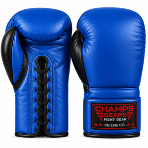 ถุงมือชกมวย CG VICTORY BOXING GEAR หนังวัวแท้คุณภาพพรีเมียม แบบผูกเชือก พร้อมที่รัดข้อมือ สำหรับฝึกซ้อมและแข่งขัน - Product Image 2