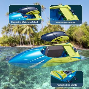 S4 Mini barche telecomandate 15 km/h ad alta velocità doppio propoller acqua Sensing gara motoscafo ricaricabile giocattoli 2.4GHz RC barca - Product Image 5