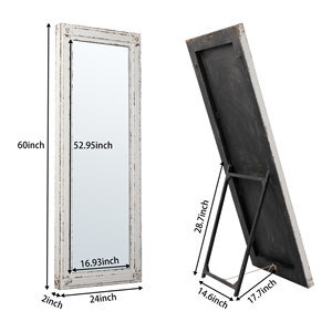 Specchio a Figura Intera di Lusso Fatto a Mano in Stile Nordico, da Parete o da Terra, Rettangolare in Legno Massello Rustico, Grande Specchio per Camera - Product Image 3