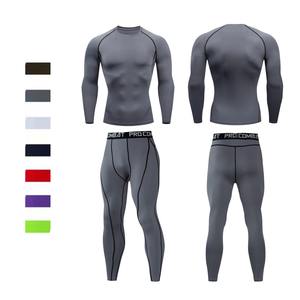 Completo <span class=keywords><strong>fitness</strong></span> da <span class=keywords><strong>uomo</strong></span> colorato con maniche a compressione traspiranti ed elasticizzate, pantaloni lunghi e calzini, ideale come base per basket e yoga - Product Image 2