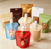 Pochette souple personnalisée avec bec verseur pour jus et liquides, sac en plastique de qualité alimentaire avec bouchon refermable, pochette à boisson