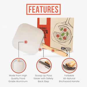 Espátula para <span class=keywords><strong>Pizza</strong></span> de 12 Pulgadas, Pala de Aluminio con Mango de Madera Plegable, Herramienta para Hornear y Transferir Masa y Pasteles - Product Image 4