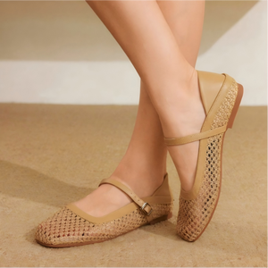 Sandali Mary Jane da Donna in Rafia con Punta Quadrata e Tacco Basso, Cinturino in Pelle e Fibbia, Scarpe Casual da Ufficio per Vendita all'Ingrosso - Product Image 3
