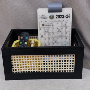 Cesta de Almacenamiento de Ratán Hecha a Mano, Rectangular de Madera Maciza Negra con Tapa, Caja de Almacenamiento para Organización del Hogar, Sala de Estar y Escritorio - Product Image 4
