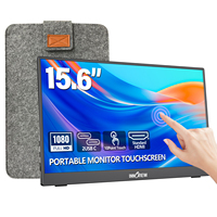 Écran tactile portable ultra-fin de 15,6 pouces, FHD 1080p IPS, léger, pour les voyages, avec étui de protection et support