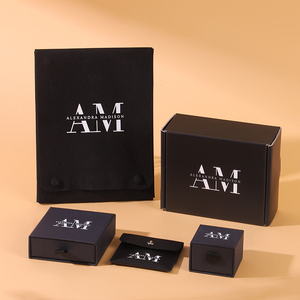 Boîte à bijoux noire rigide avec tiroir pour personnalisation de logo et identité de boutique Alexandra Madison, coffret <span class=keywords><strong>cadeau</strong></span> coulissant <span class=keywords><strong>en</strong></span> carton - Product Image 1