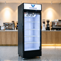 Réfrigérateur professionnel vertical à porte vitrée avec évaporateur en cuivre pur, sans givre, pour supermarché et commerce de détail