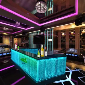Otel kulübü LED ışıkları su kabarcık duvar Bar resepsiyon masası U şekli L şekli masa üstü Bar sayacı masaları