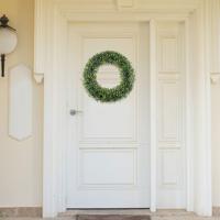 Simulatie Krans Eucalyptus Geld Blad Bessen Ring Bruiloft Latei Arrangement Vooral Fruit