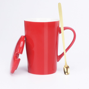 Taza de Cerámica Creativa Personalizada Resistente a Altas Temperaturas, Apta para Microondas, con Tapa y Cuchara para Parejas, para Leche, Oficina, Hogar, Regalo - Product Image 5