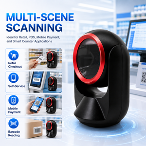 เครื่องสแกนบาร์โค้ดแบบตั้งโต๊ะความเร็วสูง 2 มิติ CMOS เครื่องอ่านโค้ด QR USB Virtual COM แบบเสียบแล้วใช้งานได้ทันที สำหรับการชำระเงินในซูเปอร์มาร์เก็ตและร้านค้าปลีก - Product Image 3