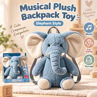 Sac à dos en peluche mignon Koala Éléphant 2026, jouets musicaux unisexes avec oreilles qui bougent, en fausse fourrure, pour enfants, idéal pour les anniversaires