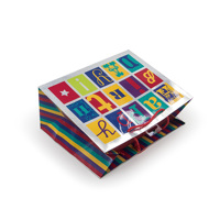 Sac cadeau personnalisé avec logo Joyeux Anniversaire, sac en papier holographique argenté avec poignée en corde pour fête d'anniversaire