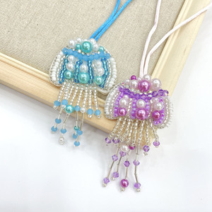 Ph117 Tùy Chỉnh Rhinestone Ngọc Trai Đính Cườm Sứa Biển Ngựa <span class=keywords><strong>Appliques</strong></span> Treo Sợi Dây Thừng Các Bản Vá Lỗi Pha Lê Túi Dây Buộc Vá - Product Image 6