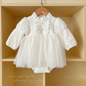 Vestido de Niña Estilo Corte Real Francesa con Mangas Abullonadas y Tul Suave, Body de Bebé Personalizado - Product Image 4