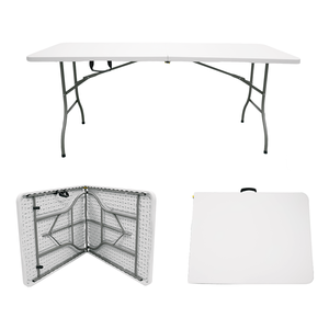 Katlanabilir Yarım Portatif Beyaz 6FT Masa Açık Hava Masası Partiler ve Arka Bahçe Etkinlikleri için Dış Mekan Mobilyası Tedarikçisi - Product Image 2
