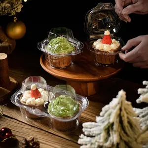 Customize individual pet clam shells mini clear disposable plastic cake domes, single cupcake box