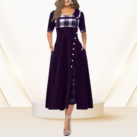 Übergröße Damen Kontrast Farbe langes Midi große Größe Kleid Büro Damen Stil hochwertige Freizeitkleider