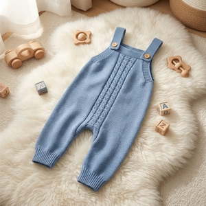 Nouveauté Automne Combinaison en Tricot Unisexe pour Bébé et Tout-Petit, Vêtement Casual à Boutons pour Bébé - Product Image 5