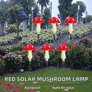 Lampe solaire en forme de champignon rouge pour extérieur, étanche IP44, source lumineuse LED 360°, certifiée CE, décoration de jardin pour Noël et Halloween - Product Image 2