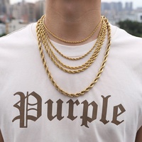 Collier en Chaîne de Corde en Acier Inoxydable 316 Plaqué Or 14K18K avec Logo Personnalisé Imperméable PVD pour la Fabrication de Bijoux Cadeaux d'Anniversaire