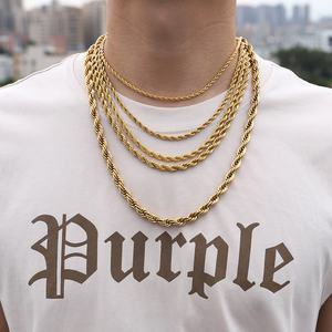 防水カスタムロゴPVD 14K18Kゴールドメッキ316ステンレスロールロープチェーンネックレスジュエリー作りアニバーサリーギフト - Product Image 3