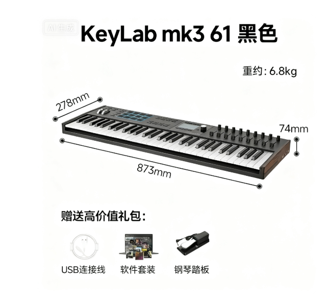 Clavier Arturia KeyLab Mk3 61 touches noir