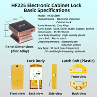 Cerradura de Gabinete RFID HF225SDN de Ahorro de Energía con Reconocimiento Sensible a la Llave a Prueba de Agua para Archivos de Biblioteca, Almacenamiento de Documentos