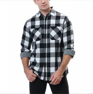 뜨거운 판매 2024 사용자 정의 만든 새로운 남자의 체크 무늬 셔츠 플란넬 따뜻한 셔츠 남자의 유럽과 미국 캐주얼 셔츠