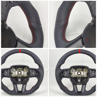 Volant en cuir noir à fond plat avec 3 branches et surpiqûres pour Dodge Charger Challenger Durango SRT 2015-2020