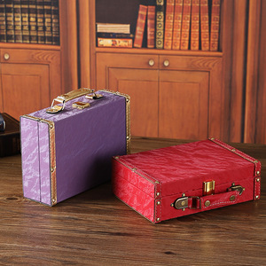 Boîte de rangement en cuir rétro, grande capacité, couvercle rabattable, organisateur de bijoux, étui décoratif pour la maison, couleur unie 1122A - Product Image 3