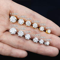 Pendientes de Moissanita VVS de Plata S925 con Baño de Oro de 14K para Mujer y Hombre, 1ct 2ct, Entrega en 3 Días, Stock en EE. UU., Pasa Prueba de Diamante GRA