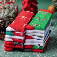 Chaussettes de Noël prêtes à être expédiées, en mélange de coton, mi-mollet, tailles variées, motif Père Noël, bonhomme de neige, dessin animé, cadeau de Noël idéal