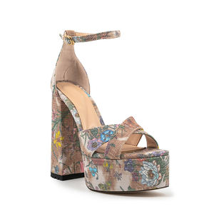 WETKISS 2024 Nouveau dans les petites quantité minimale de commande Multi Colors Summer Flower Sandals 15cm Block Heel Sandals Ladies Platform Sandals for Party - Product Image 1