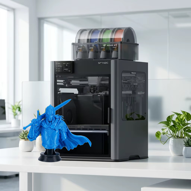 Original H2C AMS Combo High-Speed Industrial 3D Printer with Auto-Leveling Multi-Color Support Closed Core-XY FDM WiFi/USB