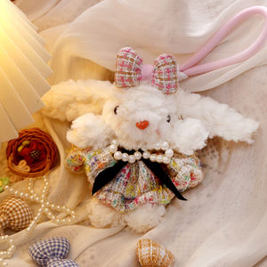 Suave lindo conejo de peluche Pom llavero conejito bufanda sombrero y Oreja gota colgante de la colección Scrapyard - Product Image 4