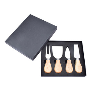 Oak Western Style Cheese Knife Set Stainless Steel With Wooden Handle 6 Blade Length 14 Cm Max Durable Kitchen Gift Box - Product Image 2