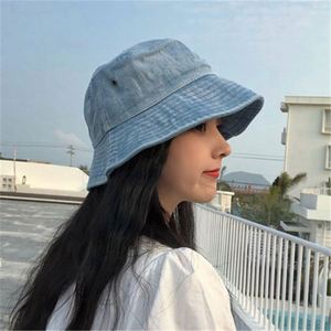 Wholesale in Stock Classical Color Unisex Bucket <b>Hat</b> 100% Cotton Denim Sun Bucket <b>Hats</b> Custom - Product Image 2