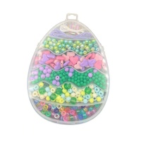 Kit de perles DIY en forme d'œuf de Pâques, ensemble de perles colorées en forme de poney avec fil pour la fabrication de bracelets et de bijoux pour enfants, cadeau artisanal