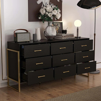 Table de toilette multifonctionnelle en bois à neuf tiroirs pour chambre et salon, meuble de rangement au sol