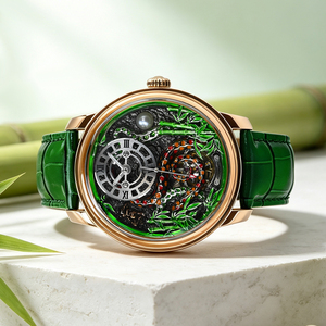 Montre mécanique automatique de luxe pour homme avec logo personnalisé, cadran squelette de style chinois gravé en 3D, bracelet en cuir premium - Product Image 3
