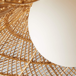 โคมไฟระย้าหวายสไตล์วาบิซาบิ ทรงกลม หัวเดียว หลอด LED E27 สำหรับสถานที่พักผ่อน - Product Image 2