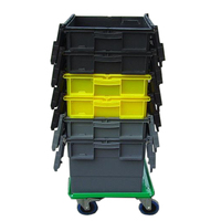 Meilleure vente : Caisse de transport robuste en plastique PP, pliable, empilable et emboîtable, avec couvercle articulé