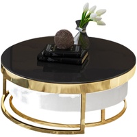 Ensemble de table basse ronde en noir et blanc au design moderne et simple Meubles de maison pour le salon Table basse centrale de nidification avec dessus en verre de luxe